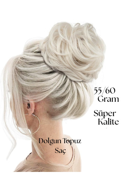 YARAT Lüks Lastikli Topuz Tokası Platiniım Sarı Saç Süper Kalıte Dolgun Topuz