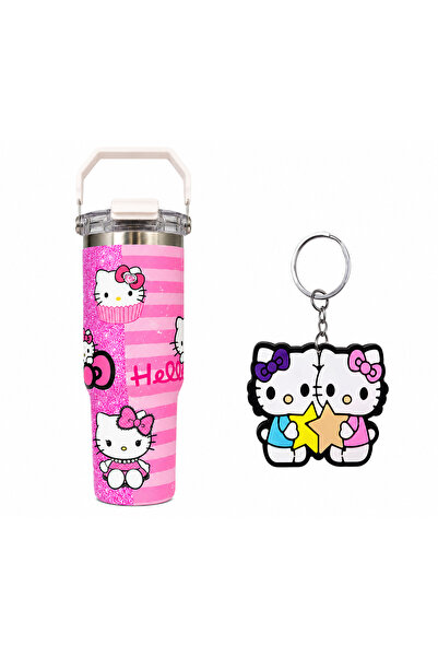 Sanrio Hello Kitty زجاجة ماء من الفولاذ المقاوم للصدأ بسعة 900 مل من سانريو ب...