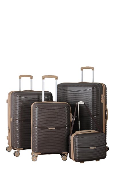 MÇS V379 AURA Y.ÜRETİM PP VALİZ SET + MAKYAJ KEMİK/GRİ SET