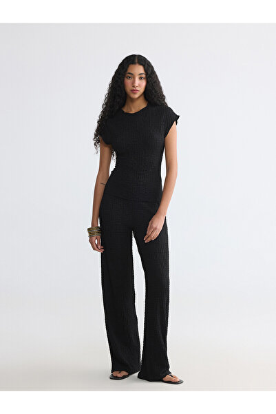 LC Waikiki Nevavm Textured Women's Trousers with Elastic Waist