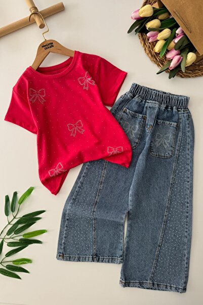 Minigimin Cicileri Set din 2 piese pentru fetițe, cu pantaloni din denim și d...