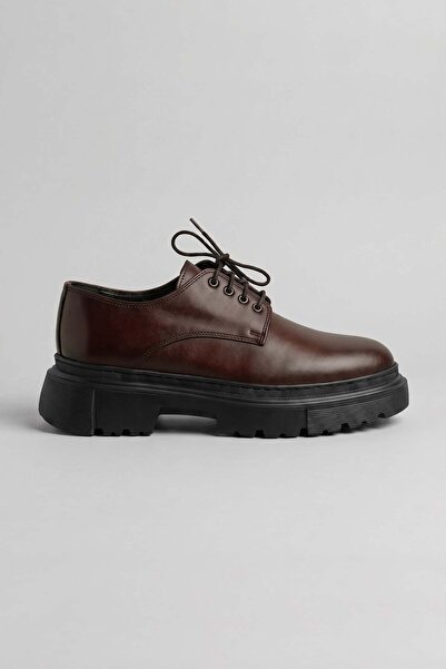 ablukaonline Men's Genuine Leather Prime Lace-Up Loafers Brown