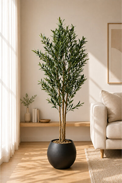 TrentonGCC Artificial Olive Tree with Modern Pot – Realistic Faux Indoor Oliv...