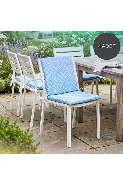 Bhomesconcept 4 Adet 40x40 Cm Mavi Arkalıklı Sandalye Minderi Pamuk Polyester...