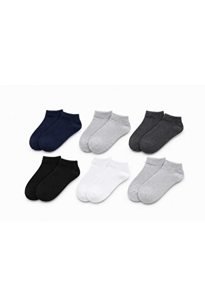Tina atelier 6 Çift Pamuklu Kız-Erkek Düz Spor Çocuk Patik Çorabı Unisex
