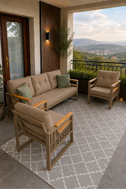 Rovena ESİNTİ Balkon Takımı, Cappuccino Bahçe takımı 3lü Koltuk 70x180 Tekli ...