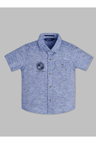 INFINITY By Styli Kids Navy Blue Cotton Short Sleeve Shirt