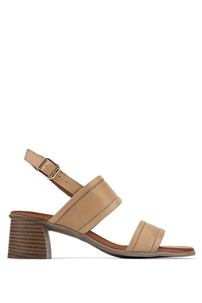 Tamer Tanca Women's Genuine Leather Beige Heeled Shoes