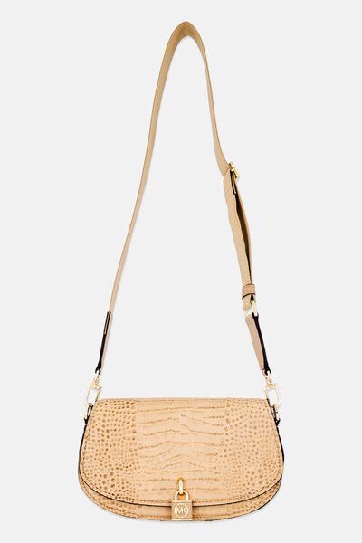 Michael Kors Women Brand Logo Mila Messenger Cross Body Bag, Tan