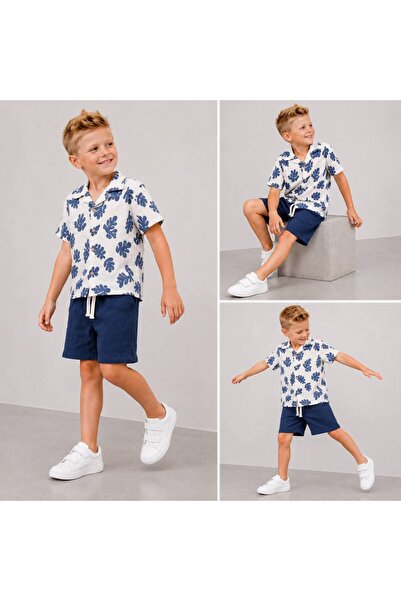 FURKYY Boy's Summer Shirted Muslin Set