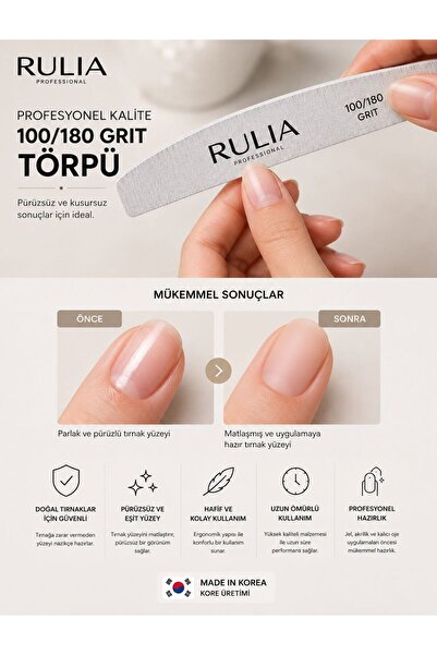 Rulia Professional 100/180 Grit Tırnak Törpüsü – Kore Üretimi - Pürüzsüz Sonuç