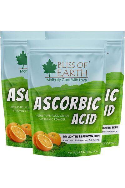 Bliss of Earth Ascorbic Acid Powder, 3x226 | Pure Food Grade Vitamin-C Rich P...