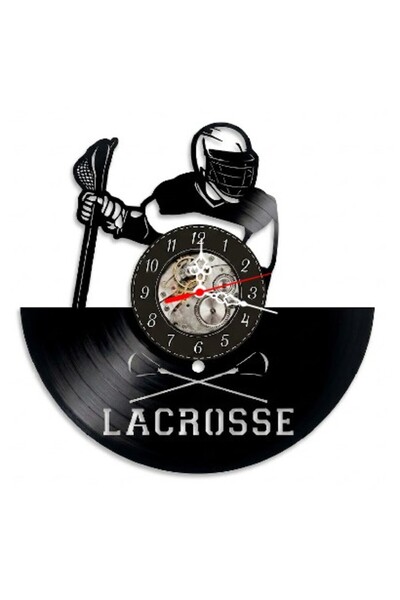OEM Decorative wall clock, Lacrosse Sport, made from vinyl record, 30 cm, sil...