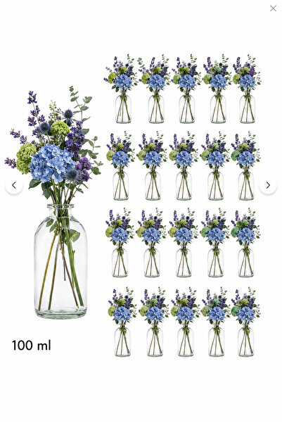 Qualitev 20 Adet 100 ml Küçük Şeffaf Cam Vazo Mini Dekoratif Şişe (Çiçeksiz)