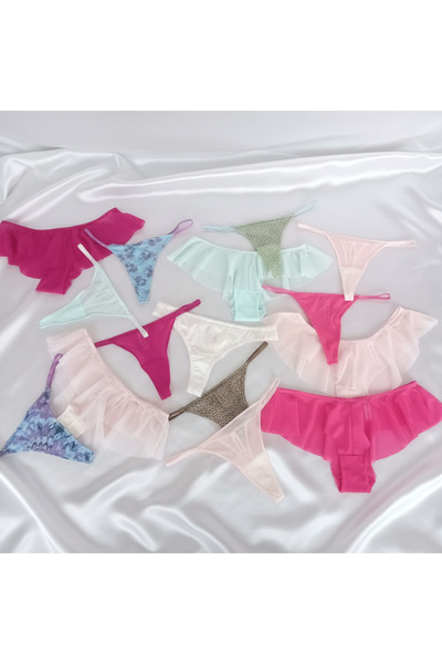 BONBON Kadın Çeyizlik Ve Bohçalık 10'lu Paket Karışık Renk Hipster String Tan...