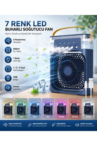 Tastech TST-2502CLR Buzlu Fan 600Ml Su Hazneli Su Buharı Püskürtmeli Masaüstü...