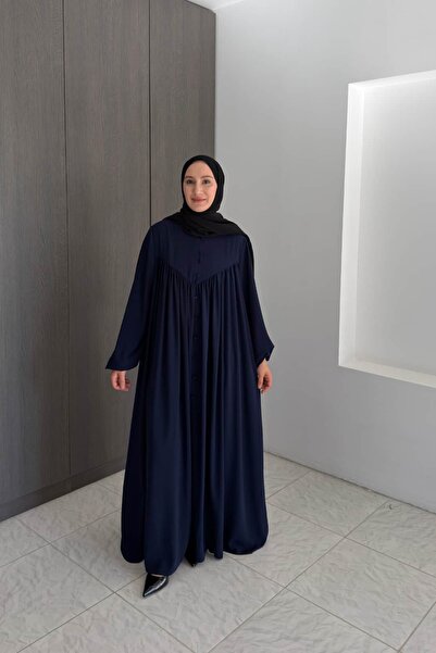 EYMAHCA Button Detailed Pleated Robe Dress