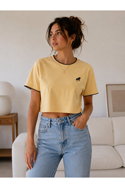 VESTIQUE Sarı Crop Tişört