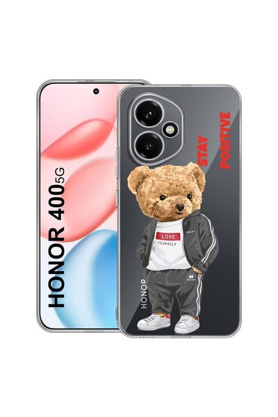 bestcase Прозрачен силиконов калъф за Honor 400, Stay Positive - Плюшено мече...