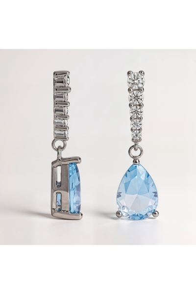 Oria Jewelry 925 silver earrings with blue zirconia