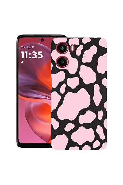bestcase ¬Æ Husa pentru Motorola Moto E15 / Moto G05, Pink Cow, Slim Silicon ...