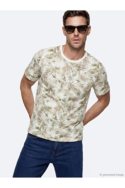 LC Waikiki Peak New Season Crew Neck Patterned Combed Cotton Men's T-Shirt