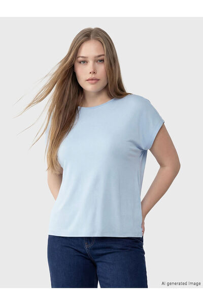 LC Waikiki Nevavm Big Size Oval Neck Women's T-Shirt with Difference