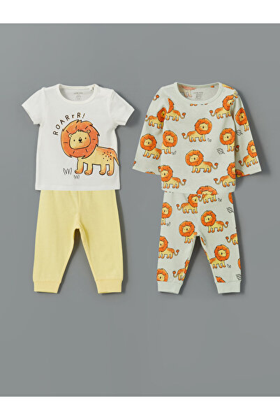 LC Waikiki Set de pijamale pentru bebeluși băieți, cu imprimeu leu, pachet de 2
