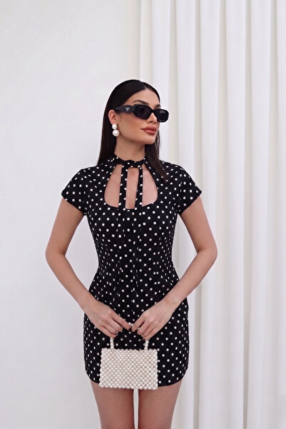 Jaglion New Season Polka Dot Detailed Zr Model Women's Mini Dress