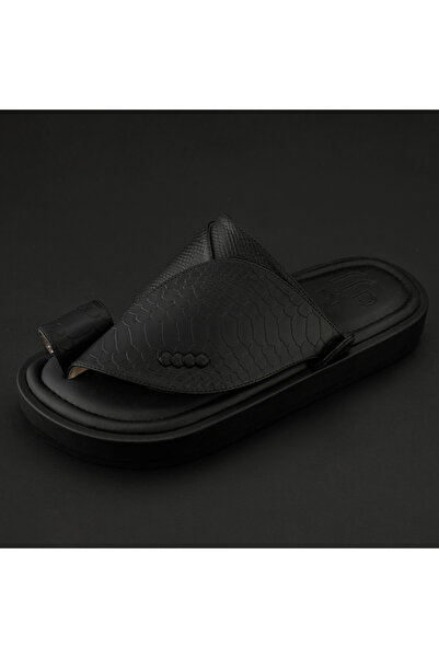 Razzah Classic Design Snake Patterned Leather Dressy Oriental Shoe - Black