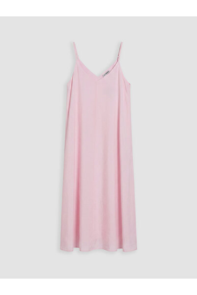 LC Waikiki Nevavm V-Neck Rope Strap Midi Dress with a Difference