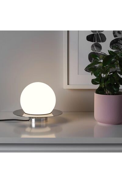IKEA (IKEA) Symrishamn Table/Wall Lamp, Chrome-Plated/Opal White Glass, 16 cm