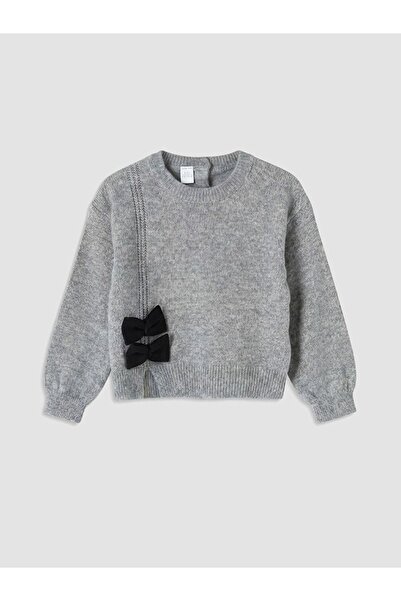 LC Waikiki Lcw Kids Bow Detailed Crew Neck Girls' Knit Sweater