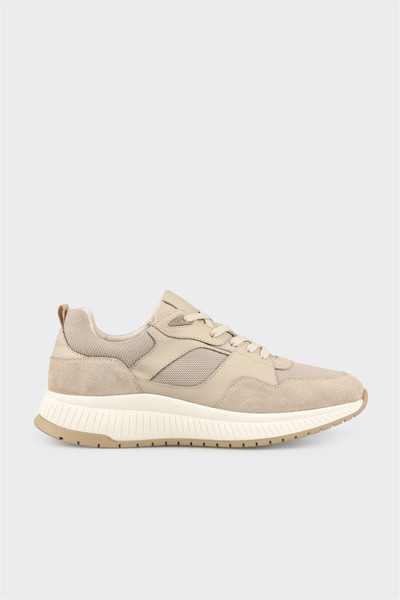 Elle Shoes Bej Deri Erkek Spor Ayakkabı