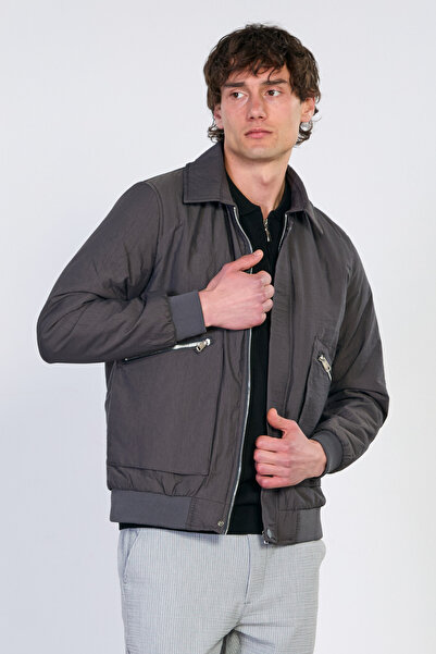 BARRELS AND OIL Men's Coat with Pocket Zipper - Anthracite