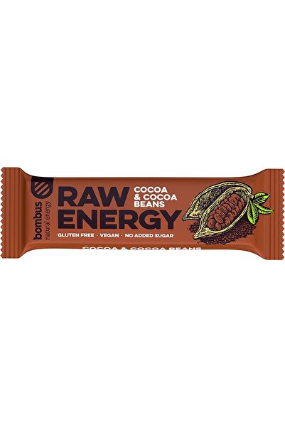 bombus Baton energizant Raw Energy cu cacao si boabe de cacao, 50g