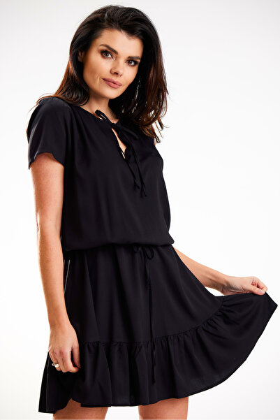 Awama Dress A575, Awama, Viscose/ Elastane, Black, SM INTL