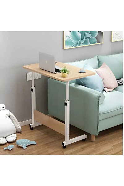 Herum Laptop table, work desk, with adjustable height, wheels, Brown, 60 x 40...