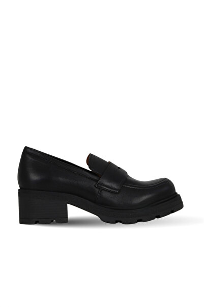BUENO Black Leather Women's Wedge Heeled Shoes