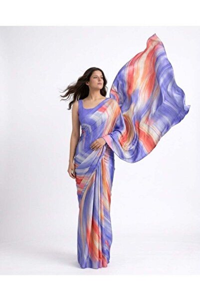Nool ae Nool Tide Marble Print Satin Saree