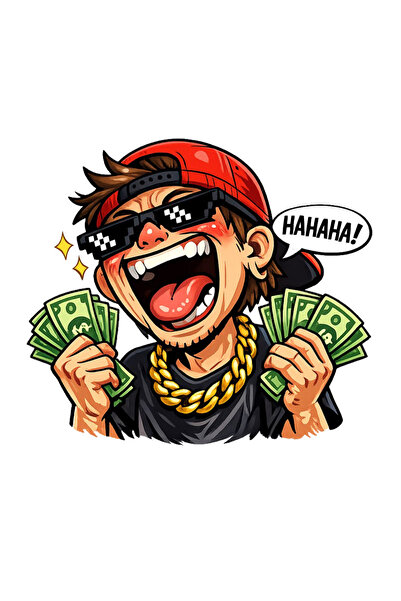 MegaSticker Rich Man Hahahah Sticker for Car, Motorcycle, Helmet, Laptop, Gla...
