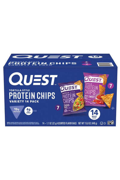 Quest Protein Chips Variety 14 Pack 32 g - Loaded taco & Spicy Sweet Chili