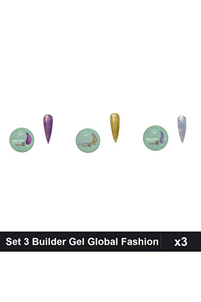 global fashion Set 3 Nebula Kiss Builder Gel 15g - Nr.06 Nr.08 Nr.10