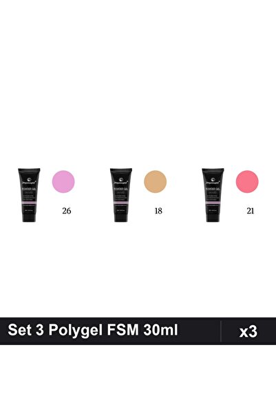 FSM Set 3 Polygel 30ml - Nr.26, Nr.18, Nr.21 - Constructie Unghii