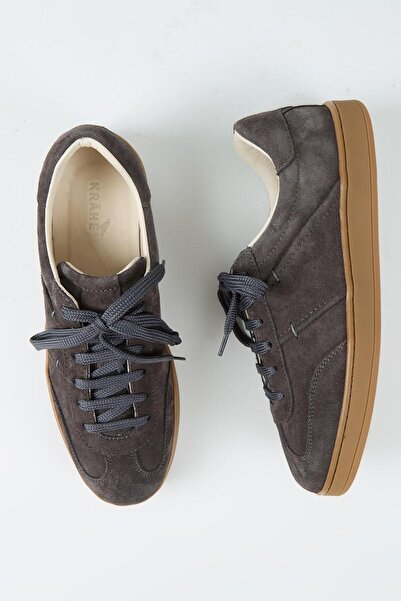 Krahe Calijero Men's Genuine Leather Lace-Up Anthracite Sneakers