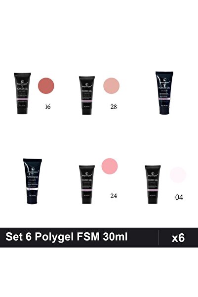 FSM Set 6 Polygel 30ml - Nr.04, Nr.15, Nr.16, Nr.17, Nr.24, Nr.28