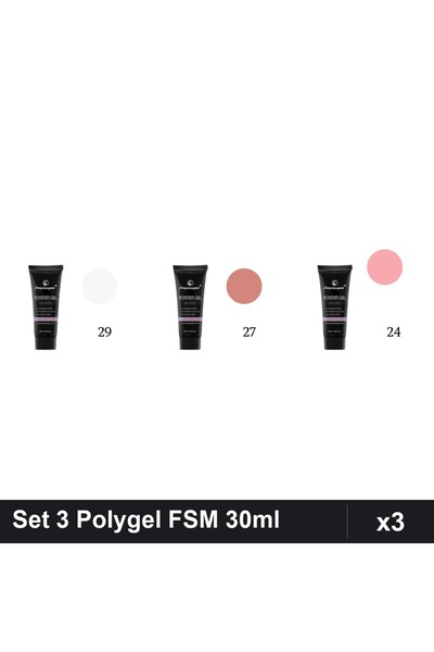 FSM Set 3 Polygel 30ml - Nr.29, Nr.27, Nr.24 - Constructie Unghii
