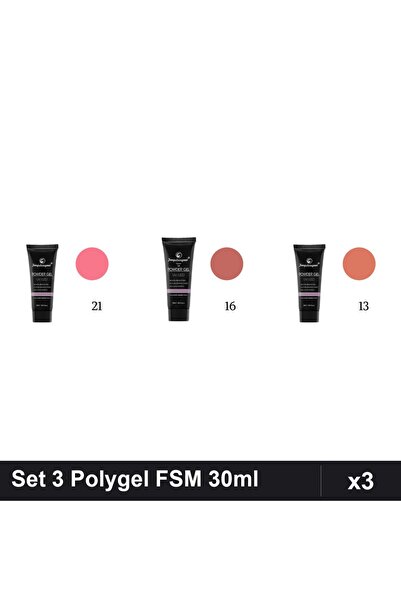FSM Set 3 Polygel 30ml - Nr.21, Nr.16, Nr.13 - Constructie Unghii