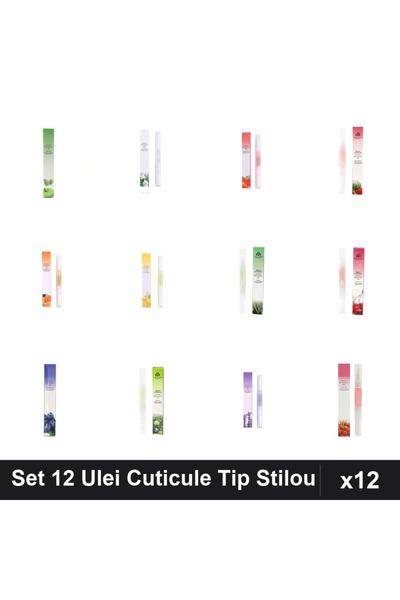 NAİLS Set 12 Ulei Cuticule Tip Stilou - Mar Verde, Lily, Strawberry, Orange, ...