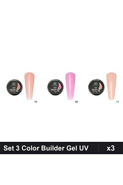 global fashion Set 3 Color Builder Gel UV 15g - Nr.10, Nr.06, Nr.11